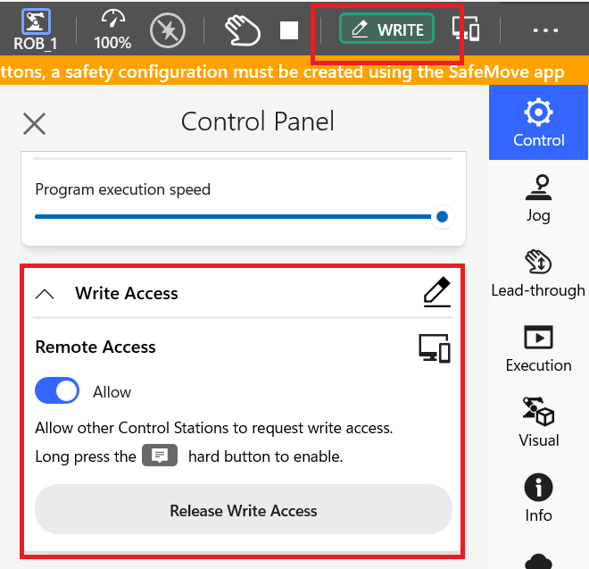 FlexPendant Write Access Management