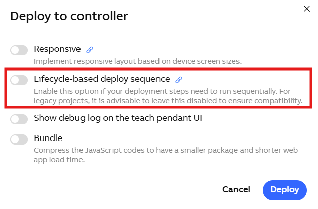 lifecycle deploy option